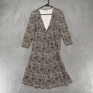 Diane Von Furstenberg Wrap Dress Womens 6 Brown Silk Jersey Belted Knee Length‎